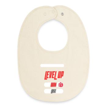 Level Up Win Lose Sports game design - Baby Organic Bib - soft Ecru - Front