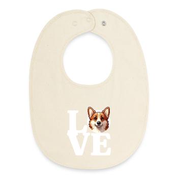 ADORE Corgi Chien Reine Amoureuse des Chiens Drôle - Bavoir bébé bio - écru doux - Devant