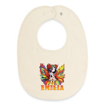 Emilia - maiden name - fairy - Baby Organic Bib - soft Ecru - Front