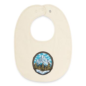 Alpine Bergpanorama Badge - Baby Organic Lätzchen - Natur - Vorne