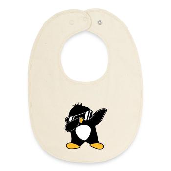 Dabbing Penguin - Baby Organic Bib - soft Ecru - Front