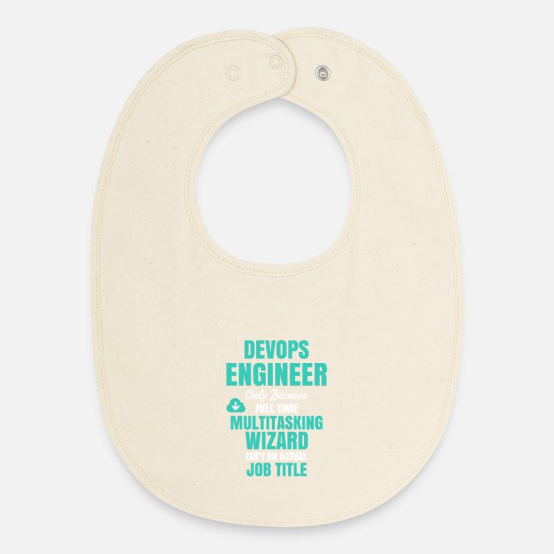 DevOps Engineer Multitasking Wizard - Baby Organic Bib - soft Ecru
