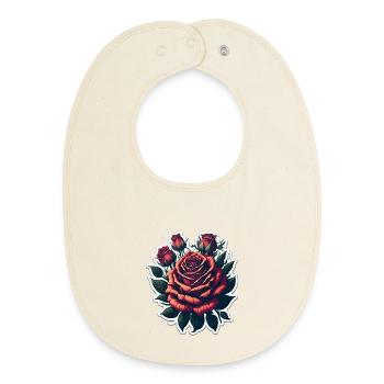 Rose - Bavoir bébé bio - écru doux - Devant