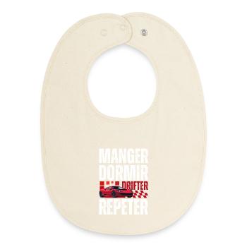 Urban Drift Eats Sleep Repeat - Baby Organic Bib - soft Ecru - Front