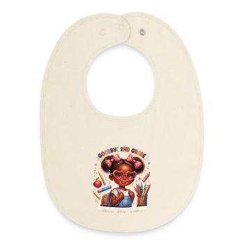 Goodbye 2nd Grade Cartoon Girl - Baby Organic Bib - soft Ecru - Front