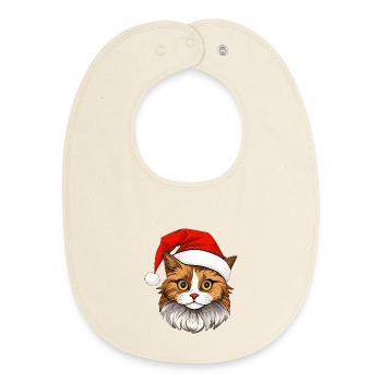Noël chat - Bavoir bébé bio - écru doux - Devant