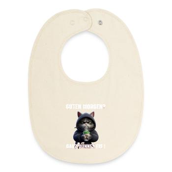Morgenmuffel Katze mit Kaffee – Dünnes Eis - Baby Organic Lätzchen - Natur - Vorne