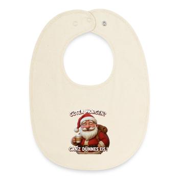 Frecher Xmas Spruch Santa ganz dünnes eis - Baby Organic Lätzchen - Natur - Vorne