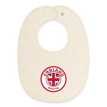 England Bristol Shield Logo - Baby Organic Bib - soft Ecru - Front