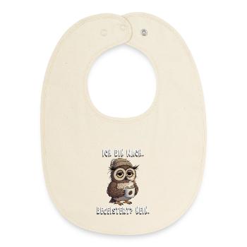 Je suis réveillé mais pas ravi, Hibou - Bavoir bébé bio - écru doux - Devant