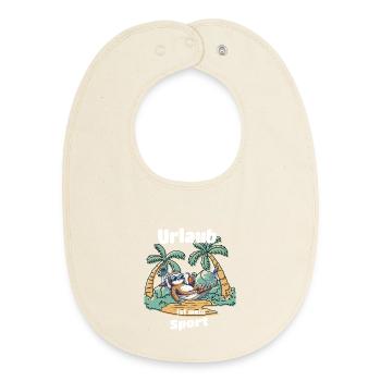 Urlaub ist mein Sport Faultier T-Shirt Sommer - Baby Organic Lätzchen - Natur - Vorne