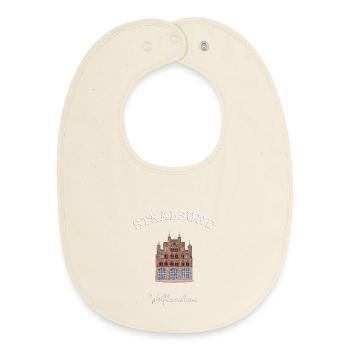 Stralsund Wahrzeichen Wolflamshaus, Zeichnung - Baby Organic Lätzchen - Natur - Vorne