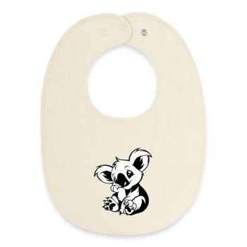Cute koala sitting playfully - Baby Organic Bib - soft Ecru - Front