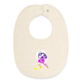 hockey rainbow spatter hockey player tor cool - Baby Organic Bib - soft Ecru - Front
