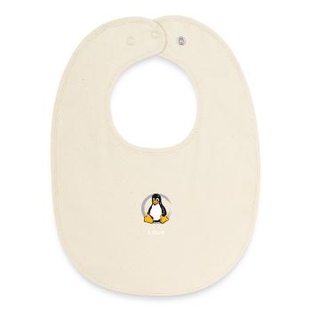 Pc computer Penguin nerd geek Programmer Admin - Baby Organic Bib - soft Ecru - Front