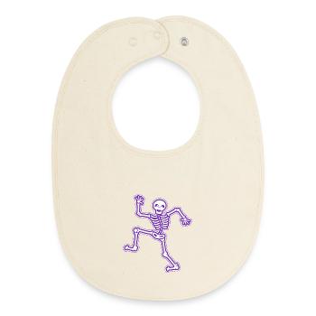 Kindermotive tanzendes Skelett Kindershirt Knochen - Baby Organic Lätzchen - Natur - Vorne