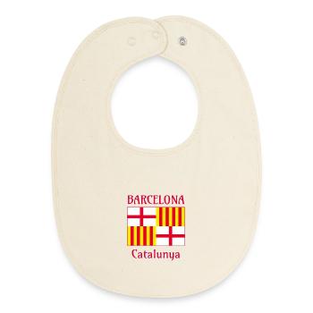 Barcelona flag in red white and yellow - Baby Organic Bib - soft Ecru - Front