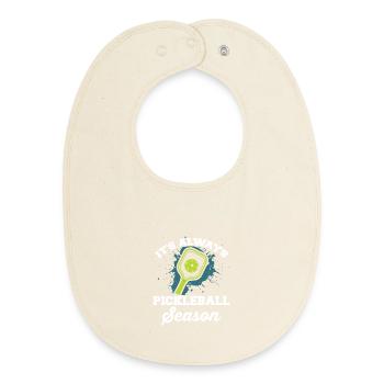 Pickleball - Bavoir bébé bio - écru doux - Devant