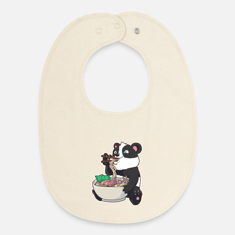 Ramen Panda - Bavoir bébé bio - écru doux