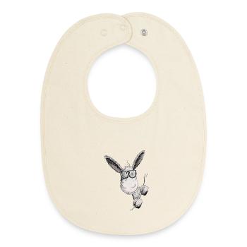 Donkey with sunglasses I animal motif little donkey - Baby Organic Bib - soft Ecru - Front