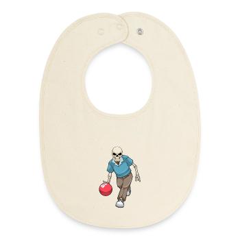 Boule de bowling squelette - Bavoir bébé bio - écru doux - Devant