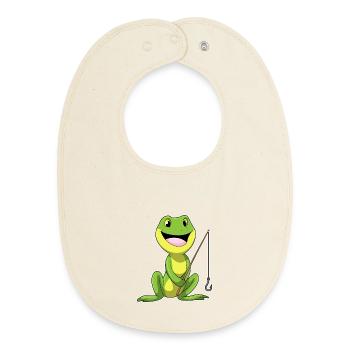 Frosch Angler Angelrute Angeln - Baby Organic Lätzchen - Natur - Vorne