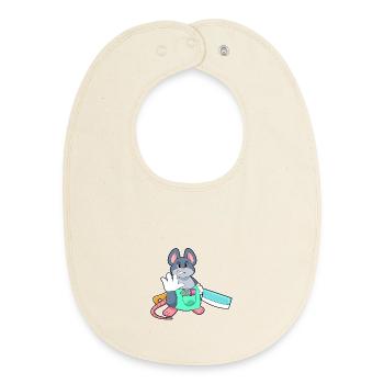 Mouse Hairdresser Razor - Baby Organic Bib - soft Ecru - Front
