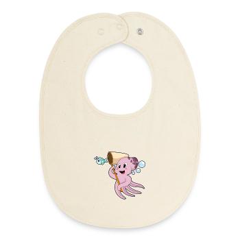 Pêche au filet de débarquement des pêcheurs pieuvres - Bavoir bébé bio - écru doux - Devant