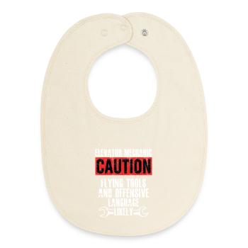 Elevator Mechanic Flying Tools Technician - Baby Organic Bib - soft Ecru - Front