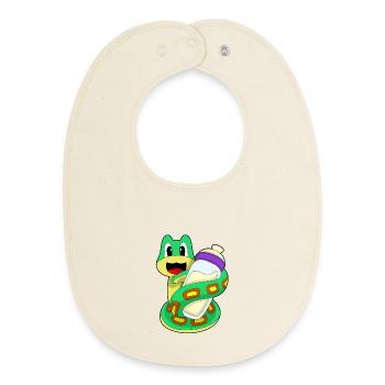 Snake Baby Bottle Milk - Baby Organic Bib - soft Ecru - Front