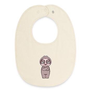 No Desire - Sloth - Crossed Arms - Baby Organic Bib - soft Ecru - Front