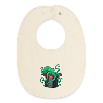 Octopus Wizard Cylinder - Baby Organic Bib - soft Ecru - Front