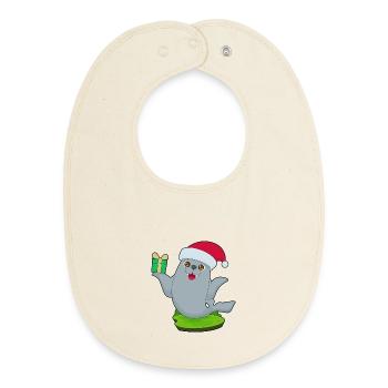 Paquet de Noël scellé - Bavoir bébé bio - écru doux - Devant