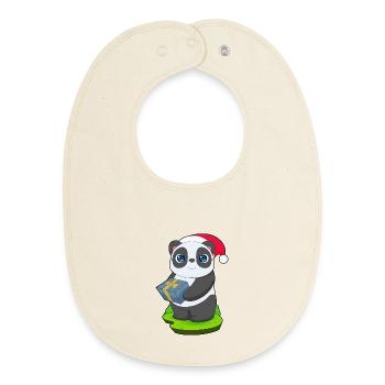 Forfait Noël Panda - Bavoir bébé bio - écru doux - Devant