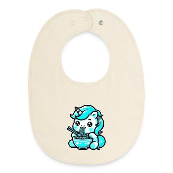 Japonais Kawaii Licorne Ramen Cuisine Asiatique - Bavoir bébé bio - écru doux - Devant