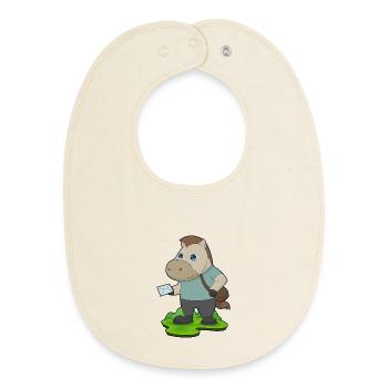 Pferd Briefträger Brief - Baby Organic Lätzchen - Natur - Vorne