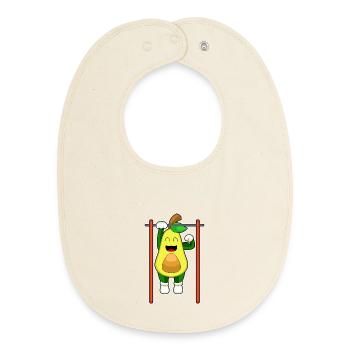 Avocado Bodybuilder Pull-ups Bodybuilding - Baby Organic Bib - soft Ecru - Front