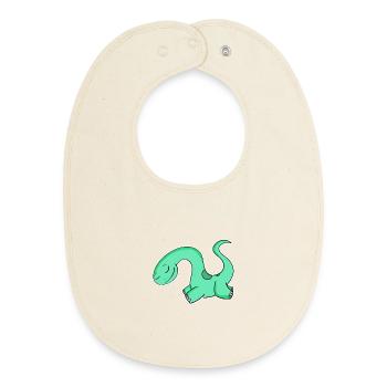Dino Motif Dinosaur Green - Baby Organic Bib - soft Ecru - Front