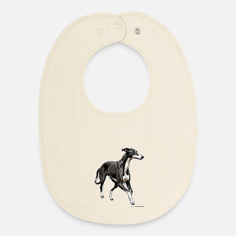 Silhouette Greyhound Contour élégant - Bavoir bébé bio - écru doux