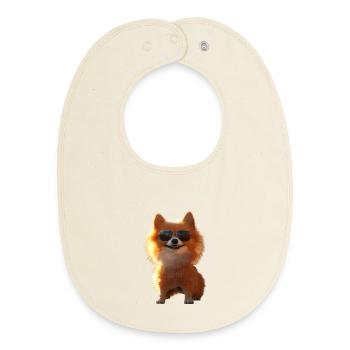 Pomeranian Pomeranian Pom Sweet German Spitz - Baby Organic Bib - soft Ecru - Front