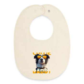 Border Collie Daddy Dogs Dad Father's Day Collie Dad - Baby Organic Bib - soft Ecru - Front