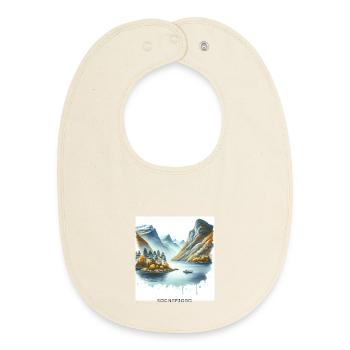 Sognefjord Autumn Scandinavia Norway Natural Wound - Baby Organic Bib - soft Ecru - Front