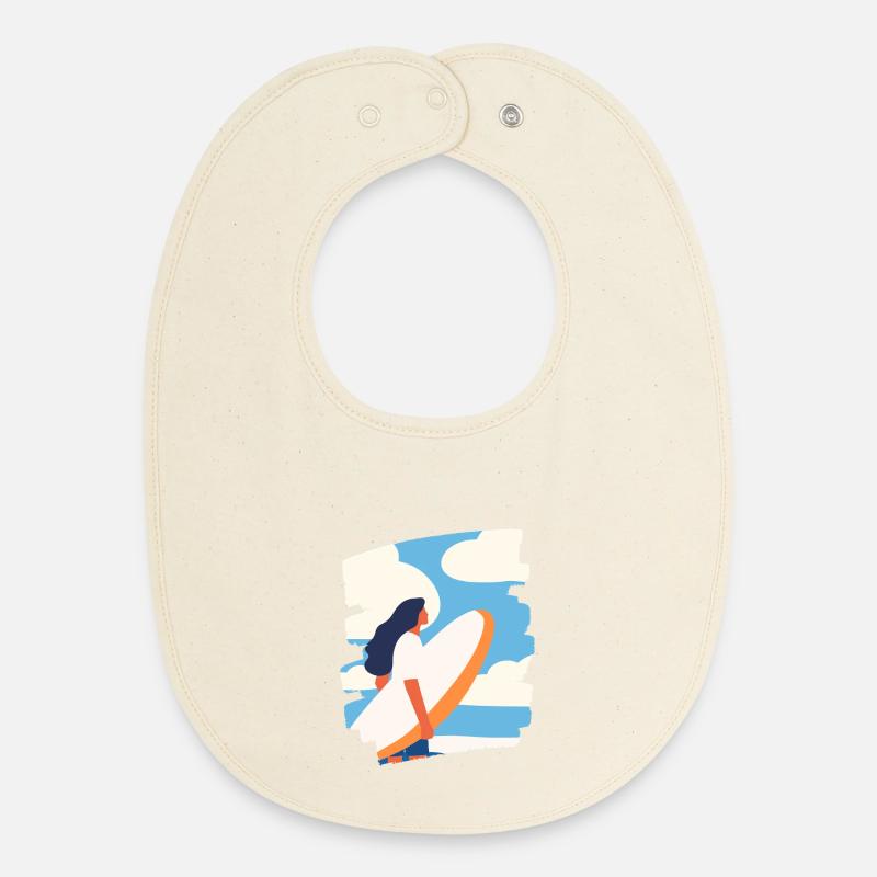 Surfeur - Bavoir bébé bio - écru doux