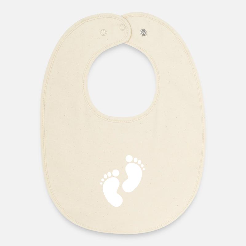 Empreinte de bébé, pieds de bébé - Bavoir bébé bio - écru doux