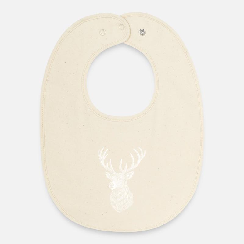 Cerf - Bavoir bébé bio - écru doux