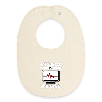 VITALS ARE VITAL - NURSE GIFT - Baby Organic Bib - soft Ecru - Front