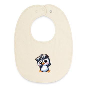 Cooler Pinguin Dabbing Gamer Cartoon Kids Sommer - Baby Organic Lätzchen - Natur - Vorne