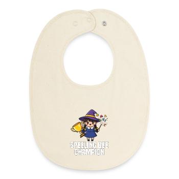 SPEELING BEE CHAMPION - WITCH HALLOWEEN - Baby Organic Bib - soft Ecru - Front