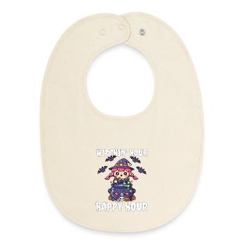 WITCHIN' HOUR HAPPY HOUR - WITCH HALLOWEEN - Baby Organic Bib - soft Ecru - Front