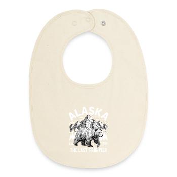 Alaska Mountain Bear Illustration - Baby Organic Bib - soft Ecru - Front